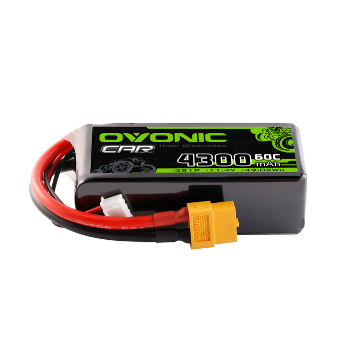 Ovonic 3S 4300mAh 60C 11.4V LiHV Battery with XT60 Plug for RC Airplanes, Helis & FPV Drones