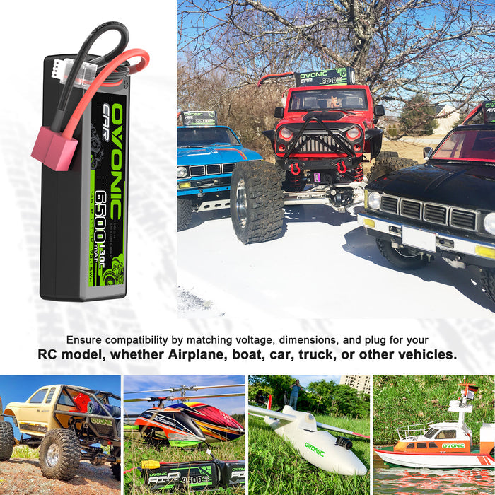 OVONIC 3S 6500mAh 11.1V 130C Hardcase LiPo Battery with Deans Plug for 1/8 & 1/10 Scale RC Car Truck RC Airplane