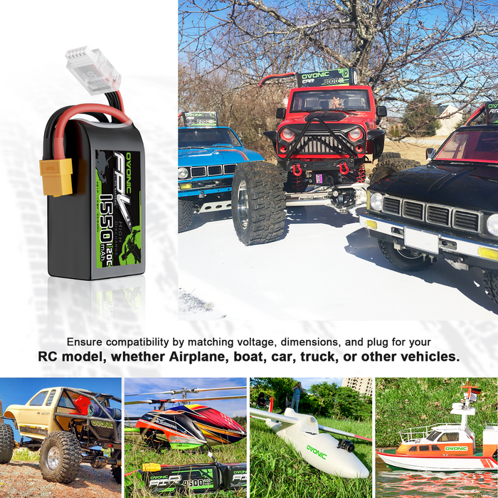 OVONIC 1550mAh 4S 120C 14.8V R-Line Version 3.0 Lipo Battery with XT60 Plug