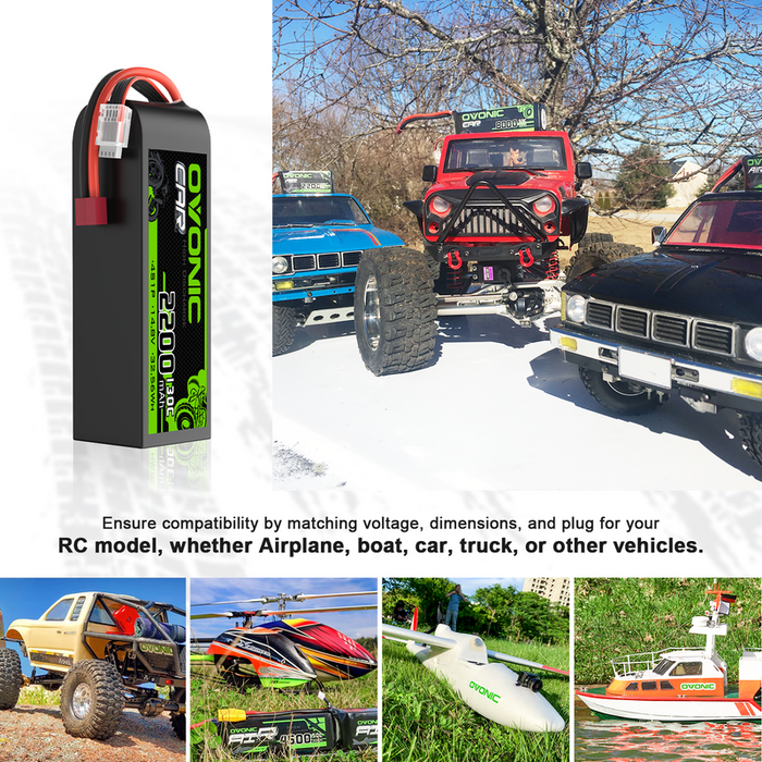 OVONIC 4S 2200mAh 14.8V 130C LiPo Battery with Deans Plug for 1/10 scale RC Car RC Vehicles