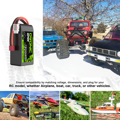 OVONIC 4S 2200mAh 14.8V 130C Short Lipo Battery with T Plug