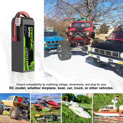 OVONIC 4S 3500mAh 14.8V 130C LiPo Battery with T Plug for 1/8 & 1/10 scale RC Car Vehicle RC Airplane