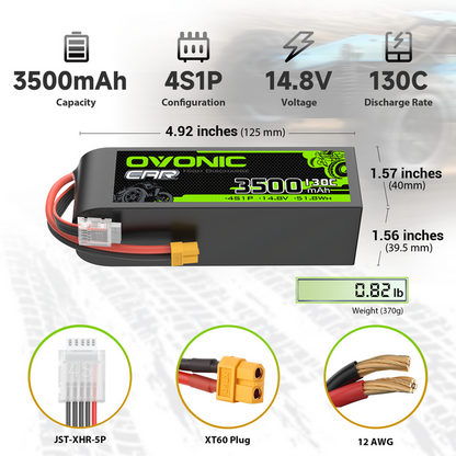 OVONIC 4S 3500mAh 14.8V 130C LiPo Battery with XT60 Plug for 1/10 scale RC Car Truck RC Aircraft