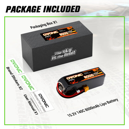Ovonic 4S 8000mAh 140C 15.2V LiHV Battery w/XT60 Plug