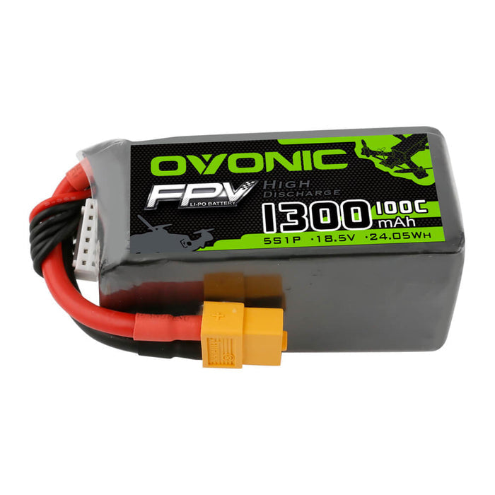 OVONIC 5S LiPo Battery Pack 1300mAh 100C 18.5V with XT60 Plug for FPV Racing Drone Quadcopter Drone Mini FPV Drone