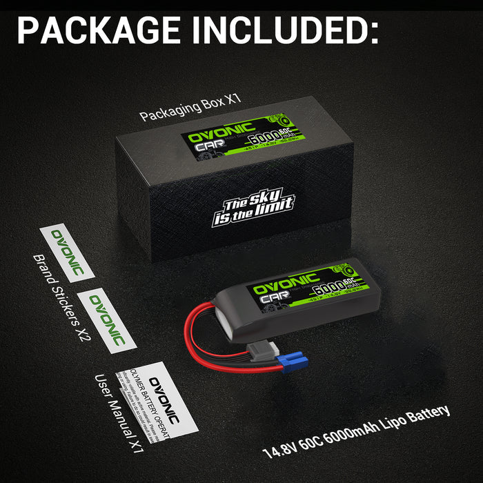 Ovonic 60C 4S 6000mAh LiPo Battery for 1/8 scale RC Car
