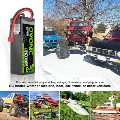 OVONIC 6200mAh 4S 130C 14.8V Hardcase LiPo Battery with T Plug for 4S RC Car Truck RC Plane Jet