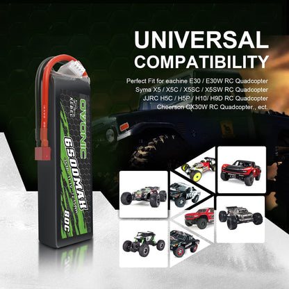 Ovonic 6500mAh 11.1V 80C 3S Softcase LiPo Battery Pack with Deans T Connector for RC Cars, Trucks, and Airplanes