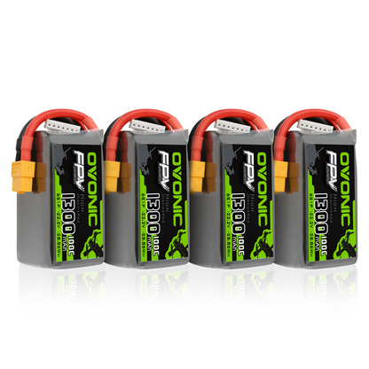 Ovonic 6S 1300mAh 100C LiPo Battery Pack 22.2V XT60 Plug for FPV Racing & Freestyle Drones(Multi-Pack)