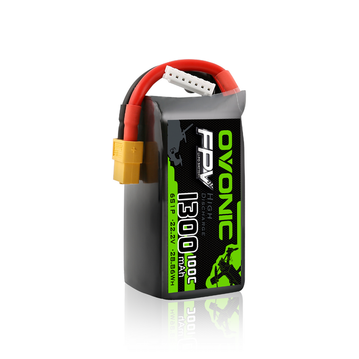 Ovonic 6S 1300mAh 100C LiPo Battery Pack 22.2V XT60 Plug for FPV Racing & Freestyle Drones(Multi-Pack)