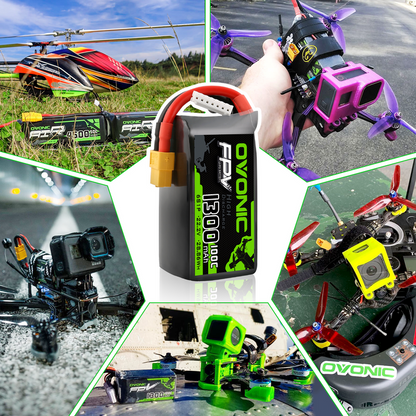Ovonic 6S 1300mAh 100C LiPo Battery Pack 22.2V XT60 Plug for FPV Racing & Freestyle Drones(Multi-Pack)