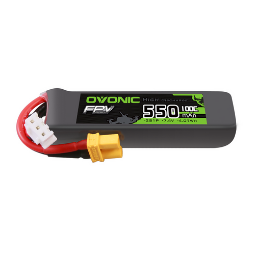 OVONIC 7.4V 100C 550mAh 2S LiPo Battery with XT30 Plug