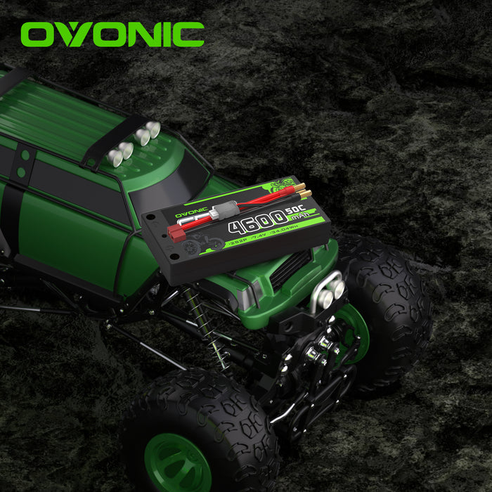 OVONIC 7.4V 4600mAh 2S2P 50C Hardcase Shorty Lipo Battery 29# with Deans for RC Car 1/8 & 1/10 Buggy &Truggy