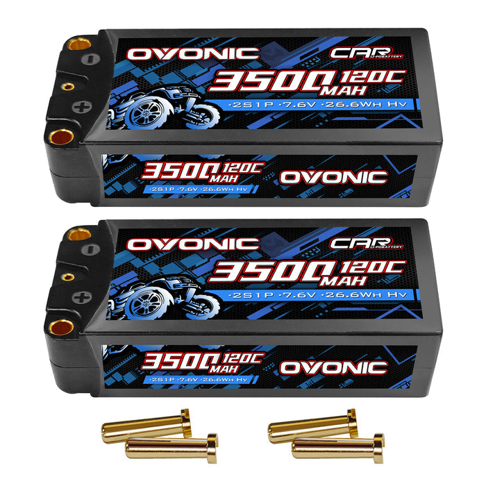 Ovonic 7.6V 120C 3500mAh 2S1P LiHV Shorty Hardcase Lipo Battery with 5mm Bullet