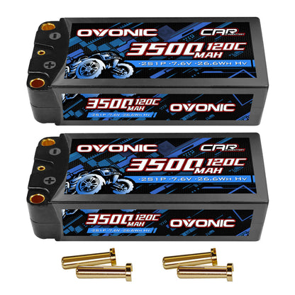 Ovonic 7.6V 120C 3500mAh 2S1P LiHV Shorty Hardcase Lipo Battery with 5mm Bullet