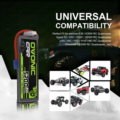 Ovonic 80C 2S1P 5200mAh 7.4V LiPo Battery for RC Car - EC3 Plug