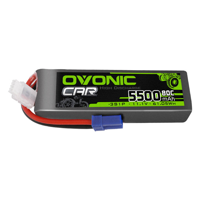 Ovonic 80C 3S1P 5500mAh 11.1V LiPo Battery for RC Car - EC5 Plug