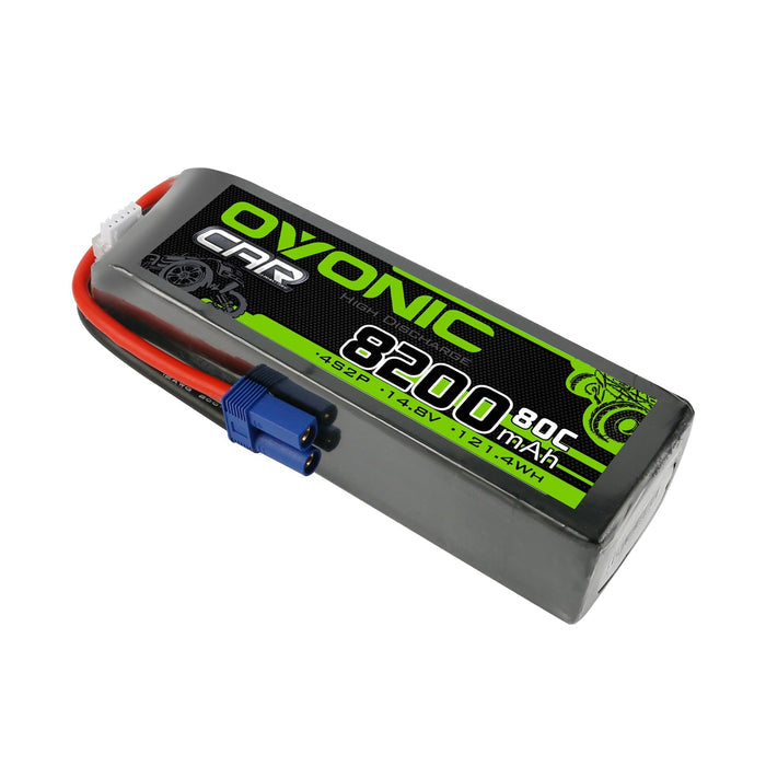 Ovonic 80C 4S2P 8200mAh 14.8V LiPo Battery Pack With EC5 Plug For Arrma 1/5 8S Car - Ampow