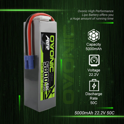 Ovonic ARK 5000mah 6S 22.2V 50C Lipo Battery Pack with EC5 Plug for Airplane&Heli - Ampow