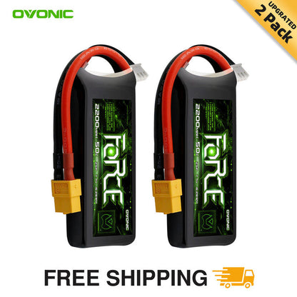 Ovonic Force 2S 2200mAh 50C 7.4V LiPo Battery w/XT60 to TRA Plug