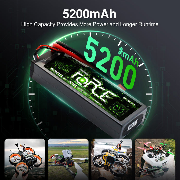 Ovonic Force 2S 5200mAh 100C 7.4V Hardcase LiPo w/ Deans Plug & Checker for 1/10 Short Course Truck & Race Buggy