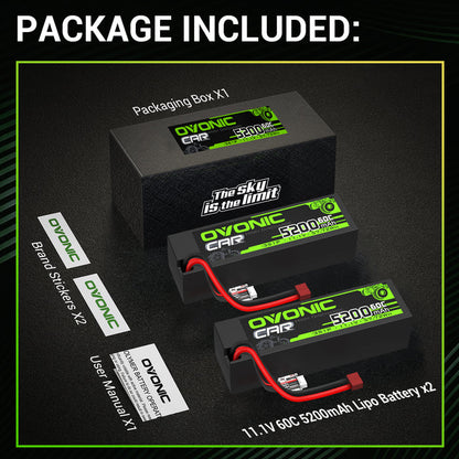 OVONIC Lipo Battery 5200mAh 50C 11.1V 3S RC Battery with Deans and XT60 Connector for RC Car Boat Truck