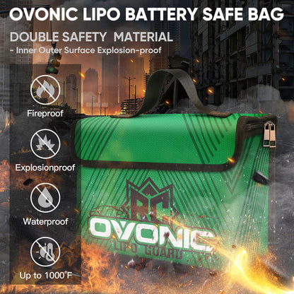 OVONIC Lipo Safe Bag Fireproof E×plosionproof Bag, Large Capacity for Lipo Battery Charge & Storage