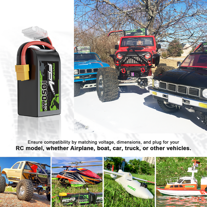 1 x Ovonic R-Line Version 5.0 1050mAh 6S 22.2V 150C Lipo Battery with XT60 Plug