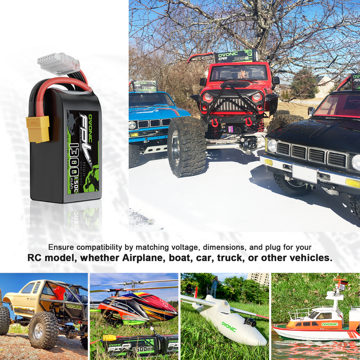 OVONIC R-Line Version 5.0 1300mAh 4S 14.8V 150C Lipo Battery with XT60 Plug