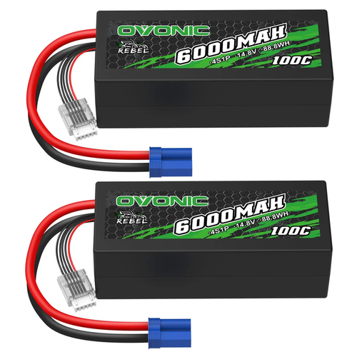 Ovonic Rebel 100C 14.8V 6000mAh 4S LiPo battery with EC5 plug for Arrma Outcast Kraton Truck (1/2 Pack)