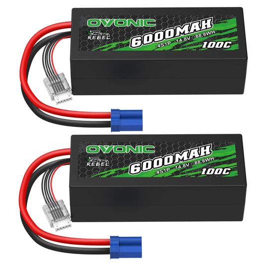 Ovonic Rebel 100C 14.8V 6000mAh 4S LiPo battery with EC5 plug for Arrma Outcast Kraton Truck (1/2 Pack)