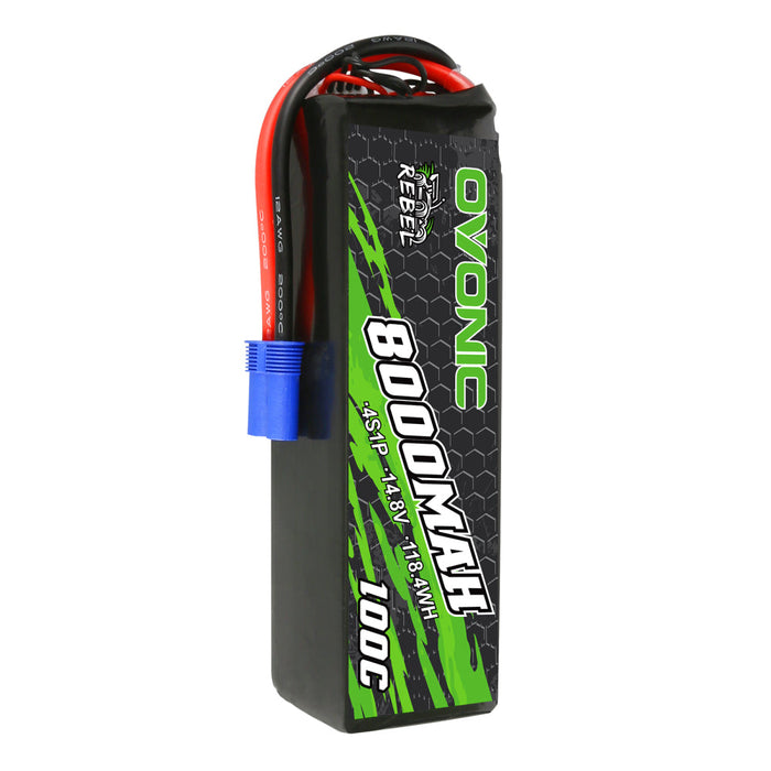 Ovonic Rebel 100C 14.8V 8000mAh 4S Lipo Battery EC5 For ARRMA 8S