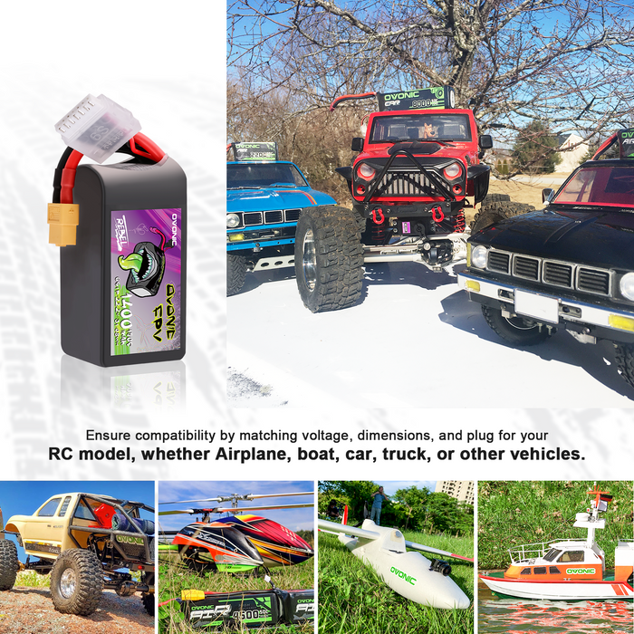 Ovonic Rebel 2.0 6S 1400mAh 150C LiPo Battery w/XT60 for 5-6 inch FPV Racing & Freestyle (2/4 Pack)