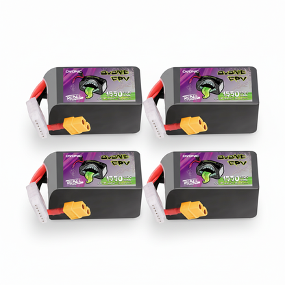 Ovonic Rebel 2.0 6S 1550mAh 150C LiPo Battery w/XT60 for 5-6" FPV Racing & Freestyle (2/4 Pack)