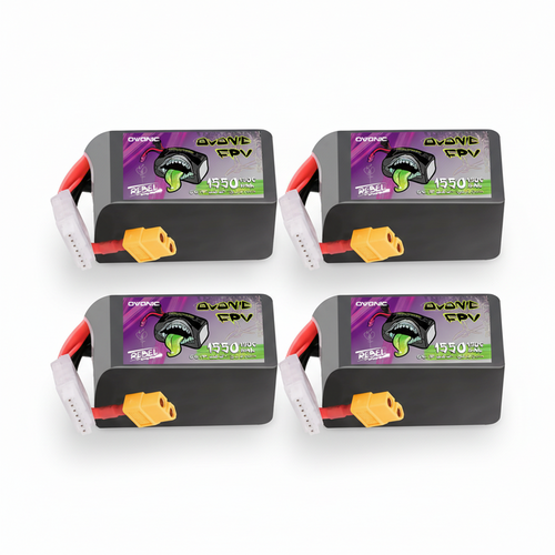Ovonic Rebel 2.0 6S 1550mAh 150C LiPo Battery w/XT60 for 5-6" FPV Racing & Freestyle (2/4 Pack)
