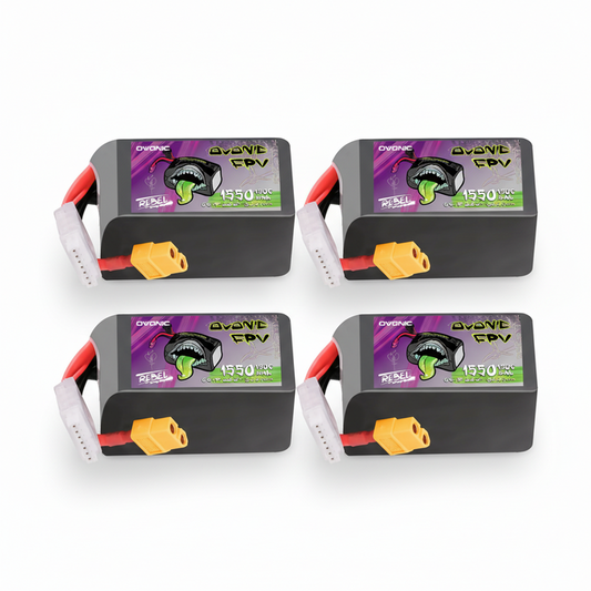 Ovonic Rebel 2.0 6S 1550mAh 150C LiPo Battery w/XT60 for 5-6" FPV Racing & Freestyle (2/4 Pack)