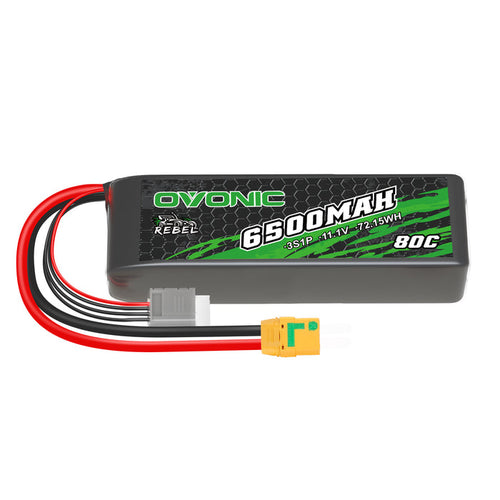 Ovonic Rebel 80C 6500mAh 3S 11.1V LiPo Battery for ARRMA 3S&6S- XT90 Plug