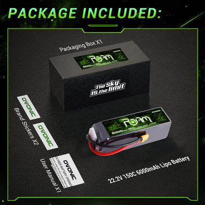 OVONIC Roam Series 22.2V 6000mAh 150C 6S Softcase LiPo Battery Pack with XT90-S Anti-Spark or XT60 Plug Options for 7–10 Inch FPV Cinelifters, Long-Range Drones & RC Helicopters