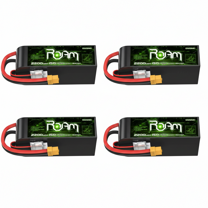 Ovonic Roam Series 6S Lipo Battery 2200mAh 6S1P 150C 22.2V Long Range Lipo Battery with XT60 Plug for 6-7 Inch Long Range 6s HD Cinelifter FPV Quad(1/2/4 Pack)
