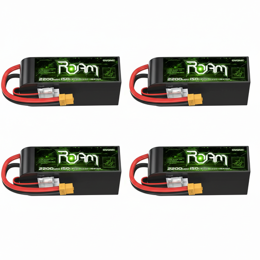 Ovonic Roam Series 6S Lipo Battery 2200mAh 6S1P 150C 22.2V Long Range Lipo Battery with XT60 Plug for 6-7 Inch Long Range 6s HD Cinelifter FPV Quad(1/2/4 Pack)