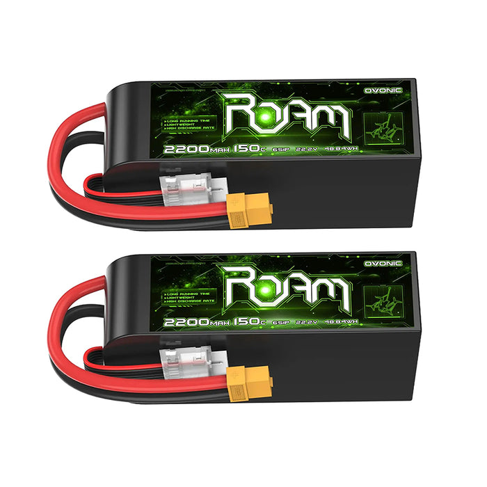 Ovonic Roam Series 6S Lipo Battery 2200mAh 6S1P 150C 22.2V Long Range Lipo Battery with XT60 Plug for 6-7 Inch Long Range 6s HD Cinelifter FPV Quad(1/2/4 Pack)