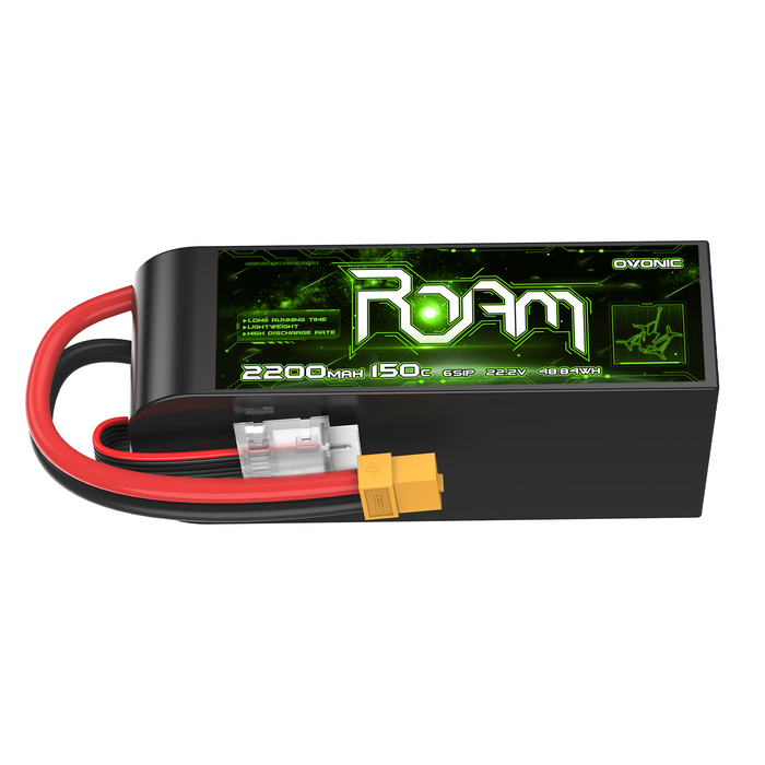 Ovonic Roam Series 6S Lipo Battery 2200mAh 6S1P 150C 22.2V Long Range Lipo Battery with XT60 Plug for 6-7 Inch Long Range 6s HD Cinelifter FPV Quad(1/2/4 Pack)
