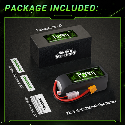 Ovonic Roam Series 6S Lipo Battery 2200mAh 6S1P 150C 22.2V Long Range Lipo Battery with XT60 Plug for 6-7 Inch Long Range 6s HD Cinelifter FPV Quad(1/2/4 Pack)