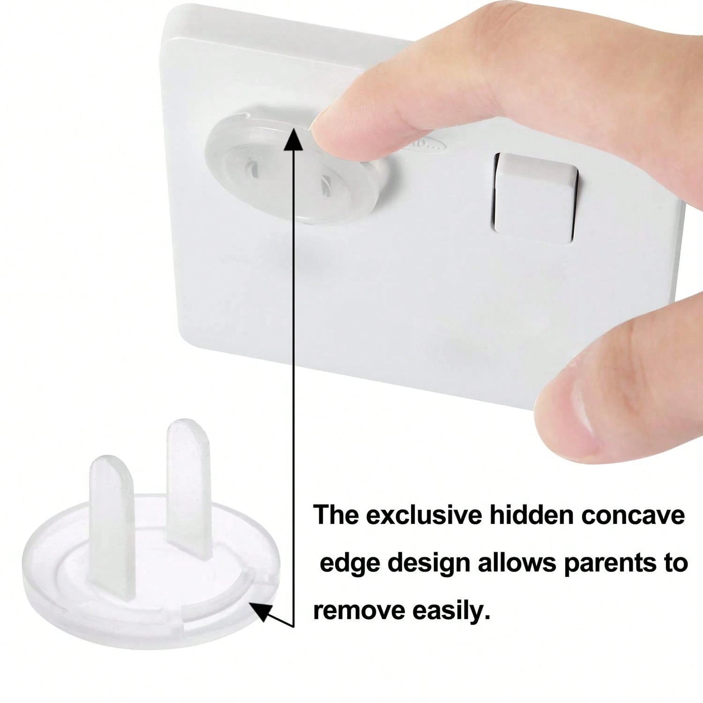 PandaEar Outlet Plug Covers(52 Pack) Clear Child Proof Electrical Protector Safety Caps With Adult Easy Release Concave Design
