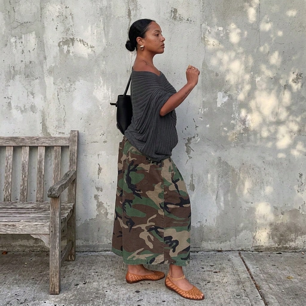 Pantalones De Mujershorts For WomenWomen's Street Style Camouflage Loose Wide Leg Cropped Pants, Casual High Waist Pleated Cargo Culottes Pants