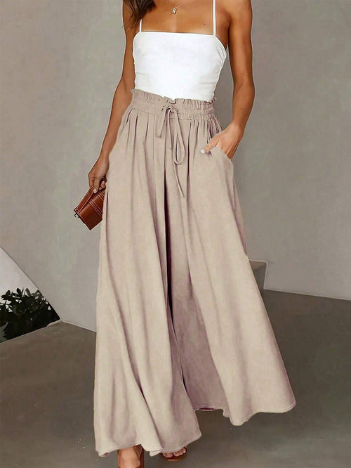 Pariaura Women's High Waisted Belted Pleated Gentle & Elegant Wide Leg Pants Fall Cloth For Women