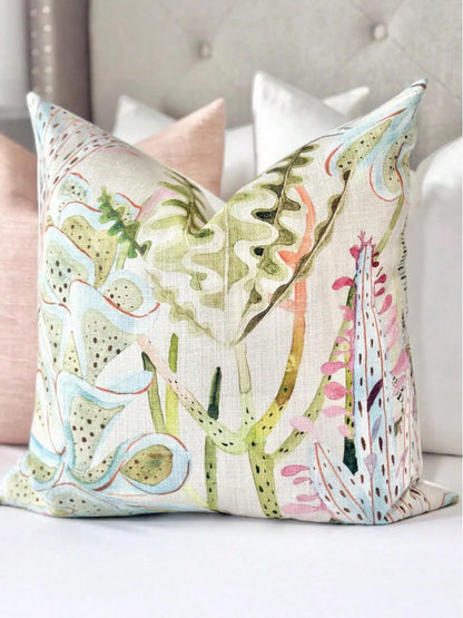 Pastel Coral Throw Pillow Cover For Sofa And Bed, Blush Throw Pillow Cover Floral Print, Modern Blush Pillow Cover