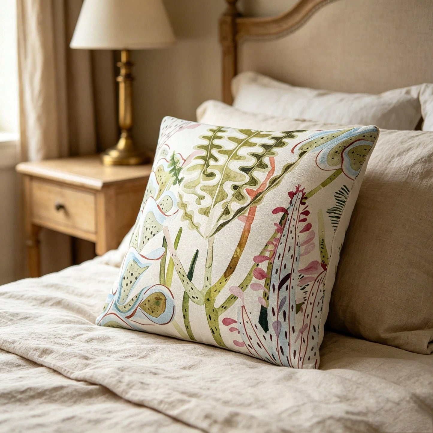 Pastel Coral Throw Pillow Cover For Sofa And Bed, Blush Throw Pillow Cover Floral Print, Modern Blush Pillow Cover