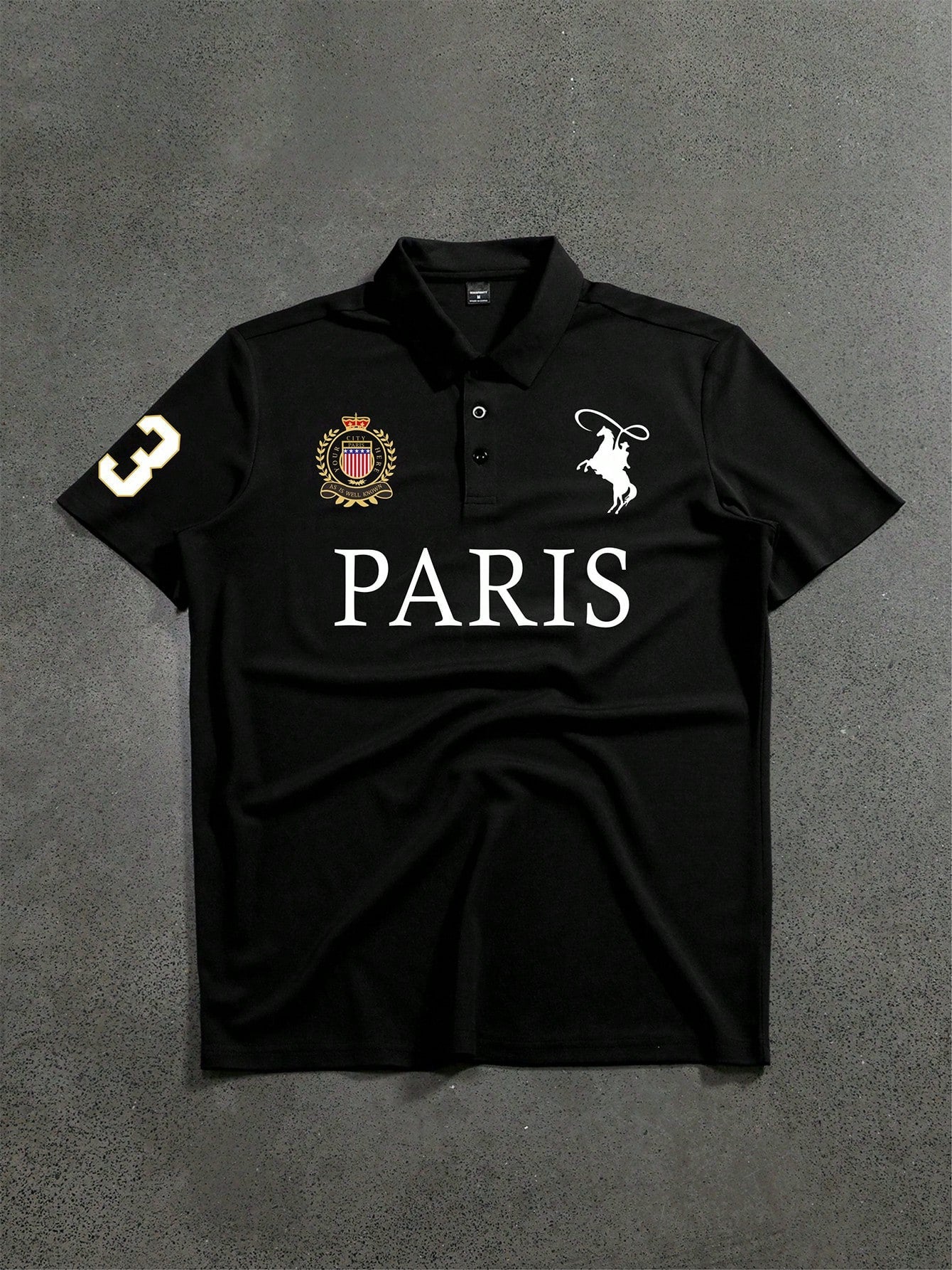 PAVTROS Men's Front-Button Short Sleeve Letter Print Casual Polo Shirt
