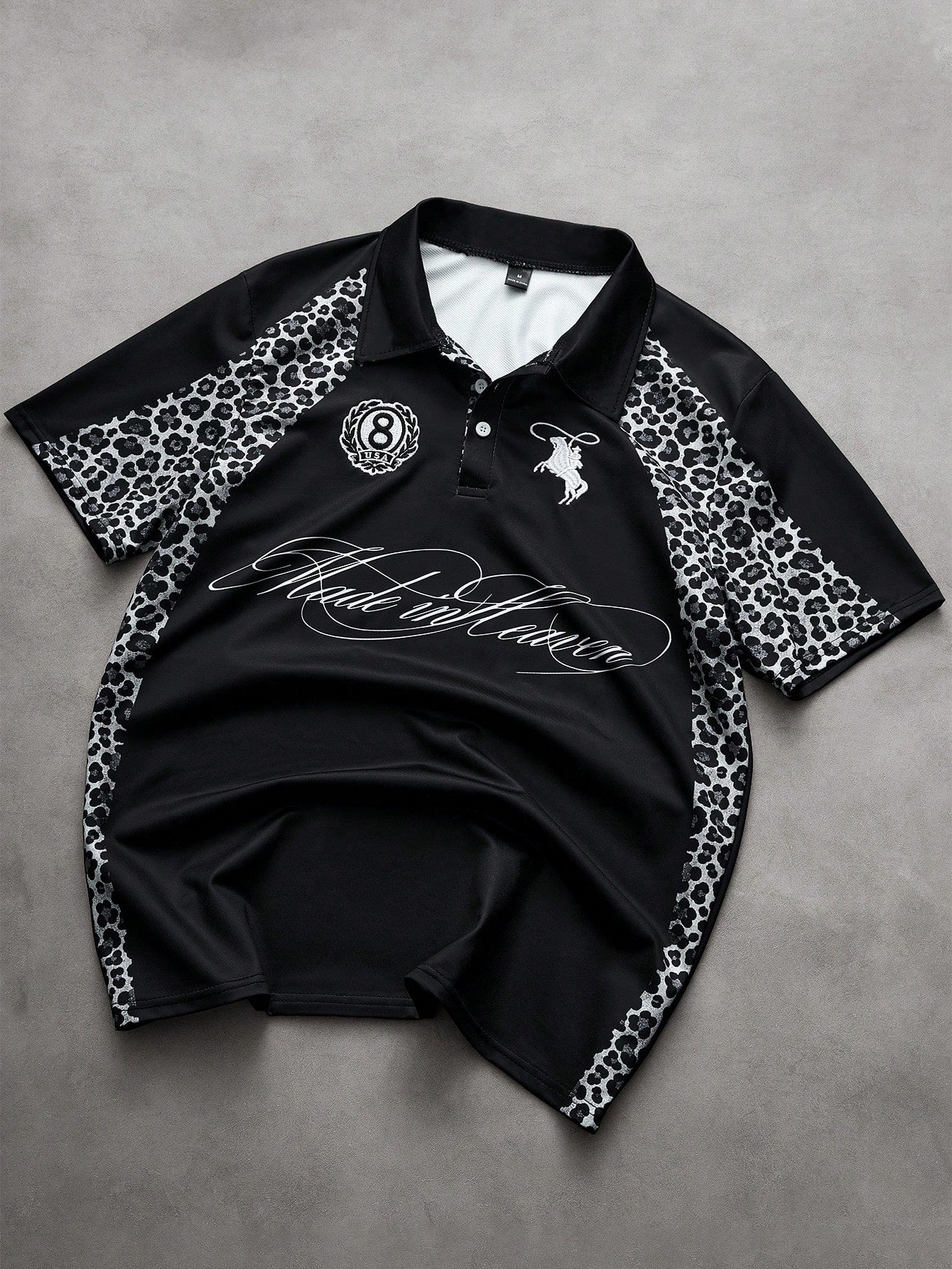 PAVTROS Men's Front-Button Short Sleeve Letter Print Casual Polo Shirt